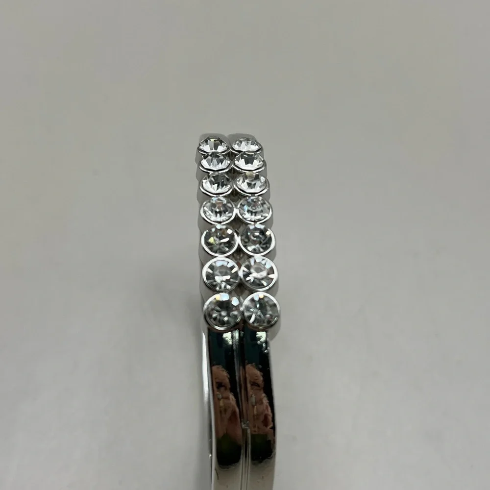 Elegant Silver Hinged Crystal Bracelet